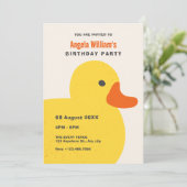 Invitation Jaune joli canard anniversaire (Debout devant)
