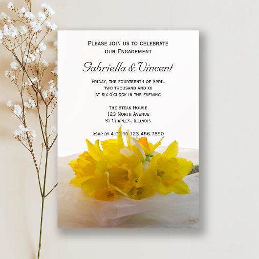 Invitation Jaune jonquille sur la fête d'engagement du printe