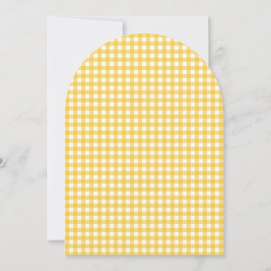 Invitation Jaune joyeux soleil En vichy Baby shower (Dos)