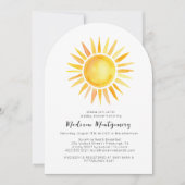 Invitation Jaune joyeux soleil En vichy Baby shower (Devant)