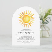 Invitation Jaune joyeux soleil En vichy Baby shower (Debout devant)