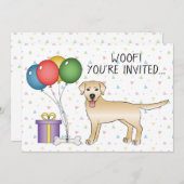 Invitation Jaune Labrador Retriever Dessin Chien - Anniversai (Devant / Derrière)