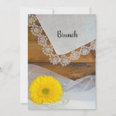 Invitation Jaune Marguerite et Dentelle Country Post Mariage  (Devant)