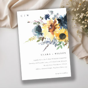 Invitation Jaune Mariage floral de la marine Sunflower