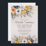 Invitation Jaune Marine Bleu Blanc Floral 30e anniversaire<br><div class="desc">Jolie moutarde jaune,  blanc et bleu marine aquarelle fleurie avec parties scintillant or sur une invitation à la fête du 30e anniversaire bronze pour les femmes. Contactez-moi pour obtenir de l'aide sur la personnalisation ou pour demander l'appariement ou la coordination des produits Zazzle.</div>