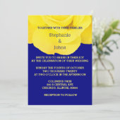 Invitation Jaune Marine Bleu Floral Rose Élégant Mariage Cool (Debout devant)