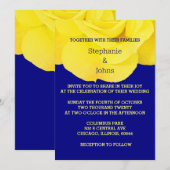 Invitation Jaune Marine Bleu Floral Rose Élégant Mariage Cool (Devant / Derrière)