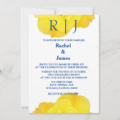 Invitation Jaune Marine Bleu Floral Rose Élégant Mariage Cool (Devant)