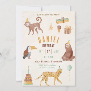 Invitation Jaune mignon Illustré Enfants Anniversaire