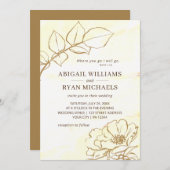 Invitation Jaune moderne Beige Rose Art Mariage chrétien (Devant / Derrière)