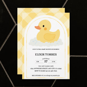 Invitation Jaune moderne en caoutchouc Baby shower canard