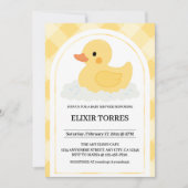Invitation Jaune moderne en caoutchouc Baby shower canard (Devant)