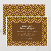 Invitation Jaune moderne et Mariage géométrique rétro Brown (Devant / Derrière)