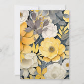 Invitation Jaune Moutarde et Fleurs de Mariage Gris Clair (Dos)