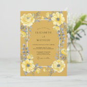 Invitation Jaune Moutarde Floral Bloom Mariage (Debout devant)
