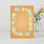 Invitation Jaune Moutarde Mariage Estival Joyeux (Debout devant)