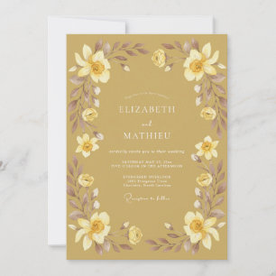 Invitation Jaune Moutarde Mariage Printanier Vintage