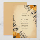 Invitation Jaune Moutarde Rustique Mariage Vintage (Devant / Derrière)