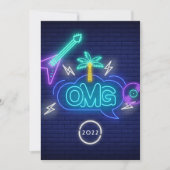 Invitation Jaune Musique Rétro Neon Signes Graduation Party I (Devant)