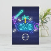 Invitation Jaune Musique Rétro Neon Signes Graduation Party I (Debout devant)