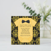 Invitation Jaune Noir Damas Baby Boy Showe (Debout devant)