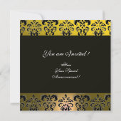 Invitation JAUNE NOIR DAMAS MONOGRAMME , blanc (Dos)