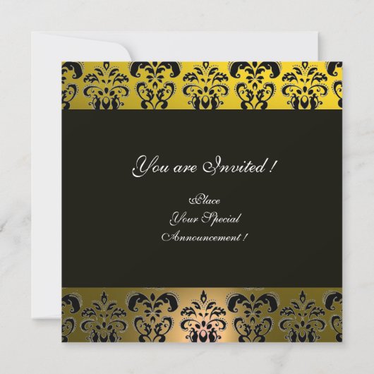 Invitation JAUNE NOIR  DAMAS MONOGRAMME , blanc (Dos)
