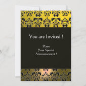 Invitation JAUNE NOIR DAMAS MONOGRAMME, blanc brillant (Dos)