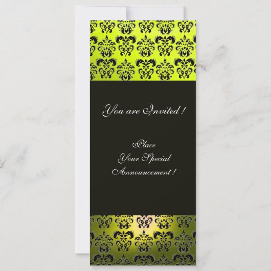 Invitation JAUNE  NOIR  DAMASSÉ MONOGRAMME ,blanc (Dos)