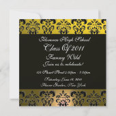 Invitation JAUNE NOIR DAMASSÉ MONOGRAMME champagne (Dos)