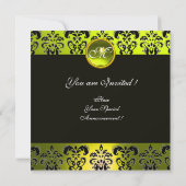 Invitation JAUNE NOIR DAMASSÉ MONOGRAMME, topaze (Dos)