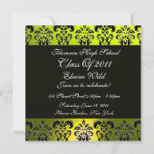 Invitation JAUNE NOIR DIPLÔME DAMASK MONOGRAM champagne (Dos)
