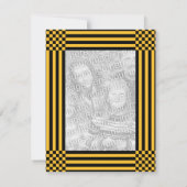 Invitation Jaune Noir Jaune Checkers Stripes Graduation Party (Dos)