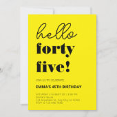 Invitation Jaune Noir Moderne 45e anniversaire (Devant)