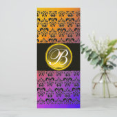 INVITATION JAUNE NOIR POURPRE DAMAS TOPAZE MONOGRAMME (Debout devant)