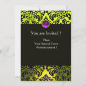 INVITATION JAUNE OR RIBBON PURPLE BLACK DAMASK MONOGRAM (Dos)