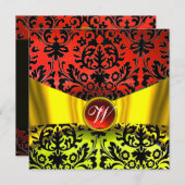 INVITATION JAUNE OR RIBBON ROUGE BLACK DOMMASK MONOGRAM (Devant / Derrière)