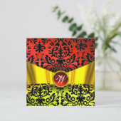 INVITATION JAUNE OR RIBBON ROUGE BLACK DOMMASK MONOGRAM (Debout devant)