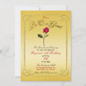 Invitation Jaune or Rouge Rose Beauté Anniversaire (Devant)