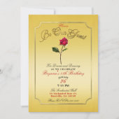 Invitation Jaune or Rouge Rose Beauté Anniversaire (Devant)