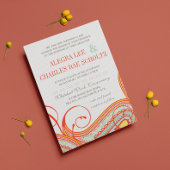 Invitation Jaune Orange Aqua Mint Persimmon Paisley Mariage