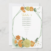Invitation jaune orange fleurs assise numéro du tableau (Devant)