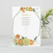 Invitation jaune orange fleurs assise numéro du tableau (Debout devant)