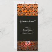 Invitation JAUNE ORANGE NOIR  DAMASQUE MONOGRAMME, blanc (Dos)