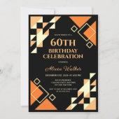 Invitation Jaune Orange Triangle Géométrique Noir Anniversair (Devant)