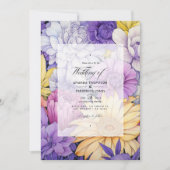 Invitation Jaune pâle, lavande et Mariage floral argenté (Devant)