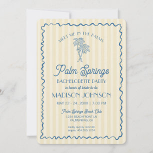 Invitation Jaune Palm Spring Pastel Plage Enterrement de Vie 