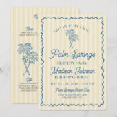 Invitation Jaune Palm Springs Pastel Beach Anniversaire Party (Devant / Derrière)