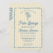 Invitation Jaune Palm Springs Pastel Beach Anniversaire Party (Devant / Derrière)