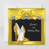 Invitation Jaune Parties scintillant or haute talon chaussure (Devant)